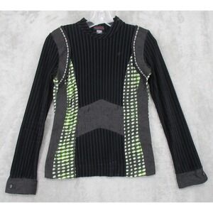 Custo Barcelona Sweater 3 US Medium Velvet Mixed Media Artsy Art to Wear Black